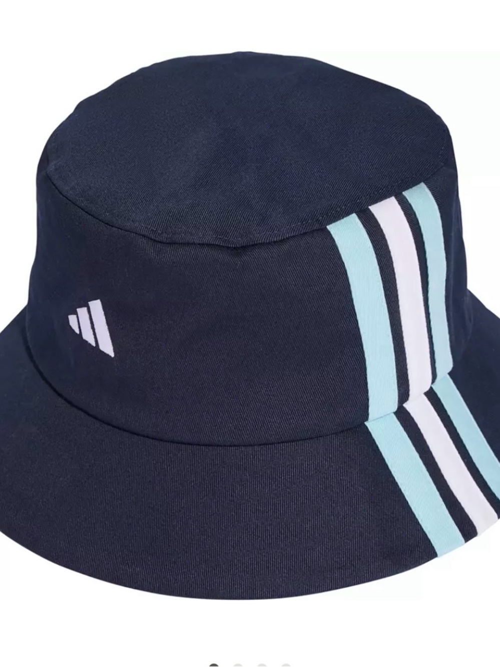 NWT Men’s Adidas Navy Bucket Hat with Baby Blue and White Stripe Accents